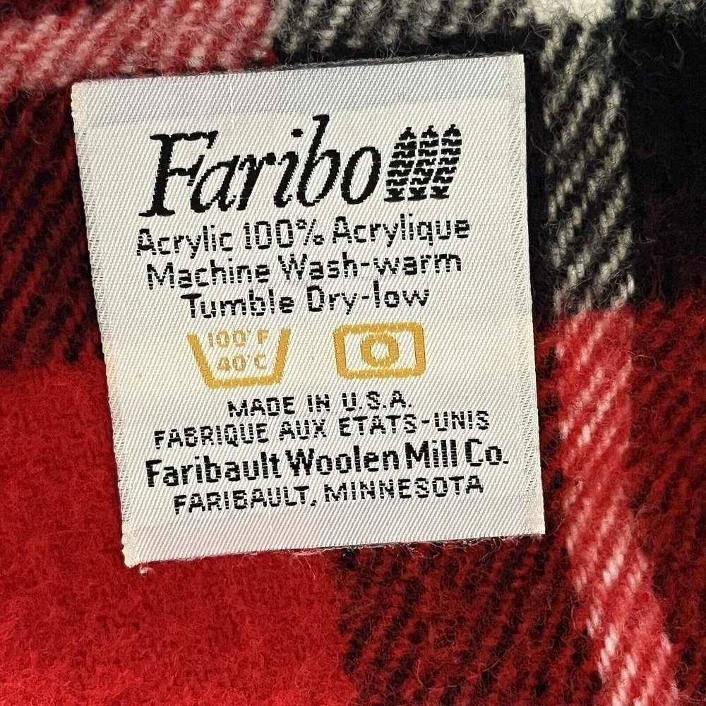 VINTAGE Faribo Tartan Plaid Stadium Blanket Throw Cozy Cabin Acrylic 42